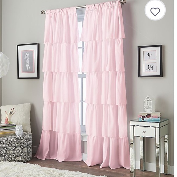 Set of 2 95” Pink Tiered Curtain Panels